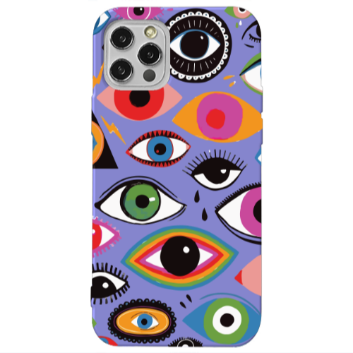Apple iPhone 13 Pro Colorful eyes Purple Colored Silicone TPU Θήκη