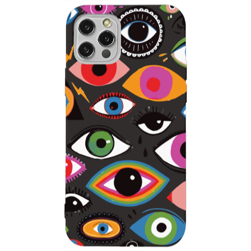 Apple iPhone 13 Pro Colorful eyes Black Colored Silicone TPU Θήκη