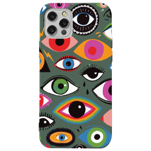 Apple iPhone 13 Pro Colorful eyes Dark Green Colored Silicone TPU Θήκη