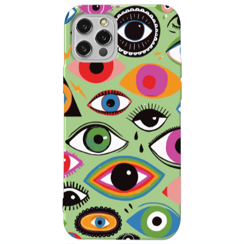 Apple iPhone 12 Pro Colorful eyes Light Green Colored Silicone TPU Θήκη