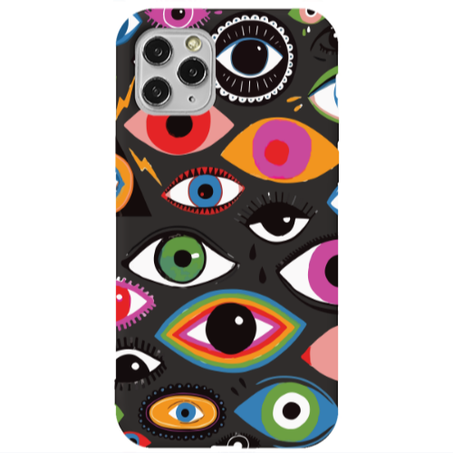 Apple iPhone 11 Pro Max Colorful eyes Black Colored Silicone TPU Θήκη