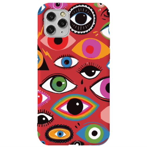 Apple iPhone 11 Pro Max Colorful eyes Red Colored Silicone TPU Θήκη