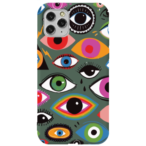 Apple iPhone 11 Pro Max Colorful eyes Dark Green Colored Silicone TPU Θήκη