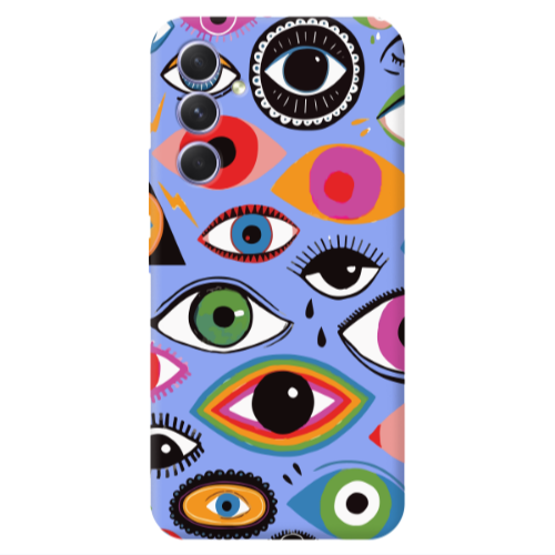Samsung A54 Colorful eyes Light Purple Colored Silicone TPU Θήκη