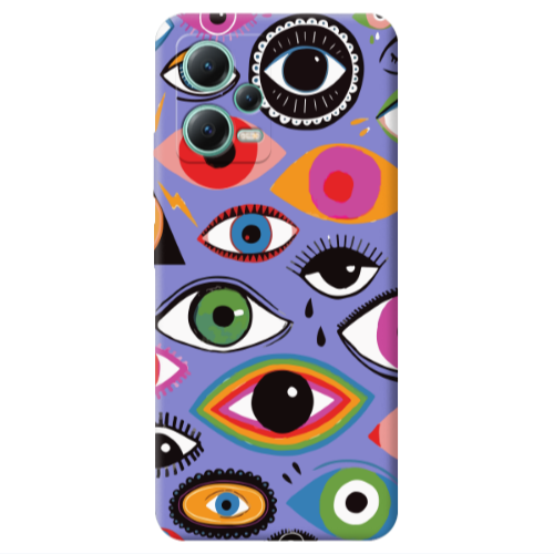 Xiaomi Redmi Note 12 Pro 5G Colorful eyes Purple Colored Silicone TPU Θήκη
