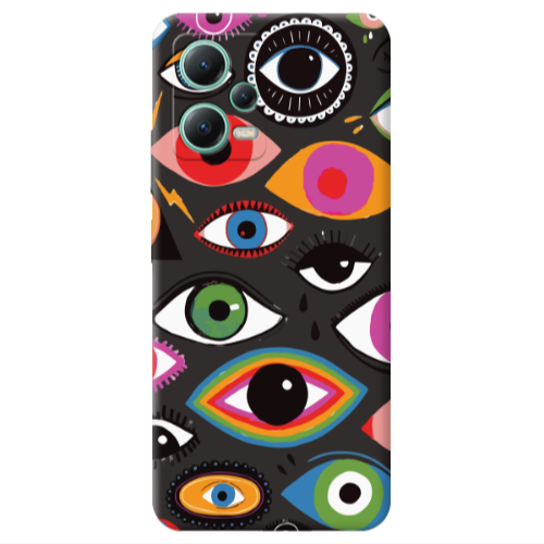 Xiaomi Redmi Note 12 Pro 5G Colorful eyes Black Colored Silicone TPU Θήκη