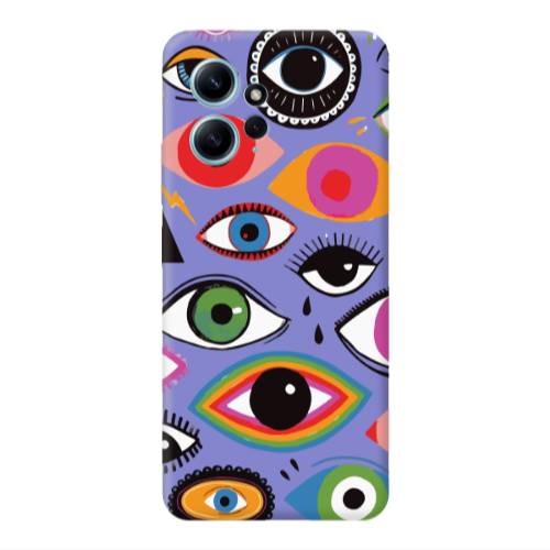 Xiaomi Redmi Note 12 4G Colorful eyes Purple Colored Silicone TPU Θήκη