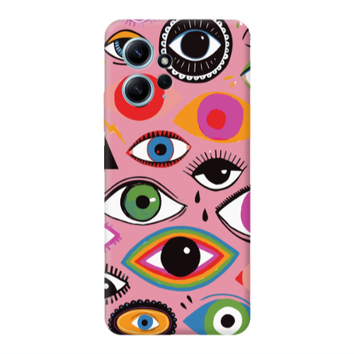 Xiaomi Redmi Note 12 4G Colorful eyes Pink Colored Silicone TPU Θήκη