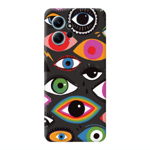 Xiaomi Redmi Note 12 4G Colorful eyes Black Colored Silicone TPU Θήκη