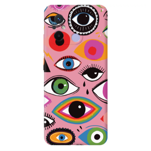 Xiaomi Redmi 12C Colorful eyes Pink Colored Silicone TPU Θήκη