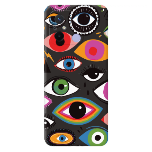Xiaomi Redmi 12C Colorful eyes Black Colored Silicone TPU Θήκη