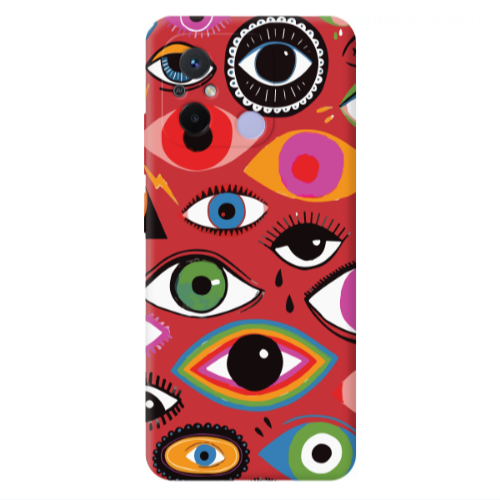 Xiaomi Redmi 12C Colorful eyes Red Colored Silicone TPU Θήκη