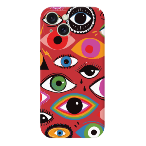 Apple iPhone 15 Colorful eyes Red Colored Silicone TPU Θήκη