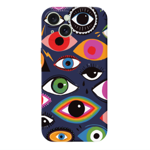 Apple iPhone 15 Plus Colorful eyes Dark blue Colored Silicone TPU Θήκη