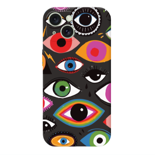 Apple iPhone 15 Plus Colorful eyes Black Colored Silicone TPU Θήκη