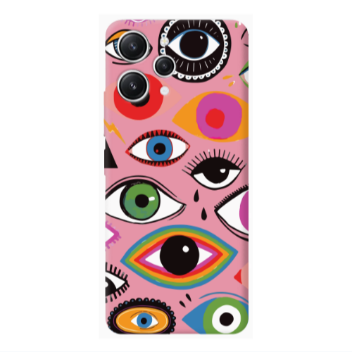 Xiaomi Redmi 12 Colorful eyes Pink Colored Silicone TPU Θήκη
