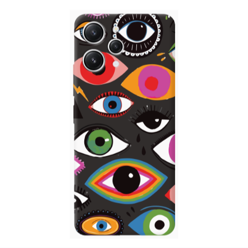 Xiaomi Redmi 12 Colorful eyes Black Colored Silicone TPU Θήκη