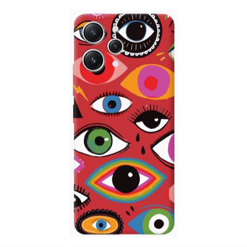 Xiaomi Redmi 12 Colorful eyes Red Colored Silicone TPU Θήκη