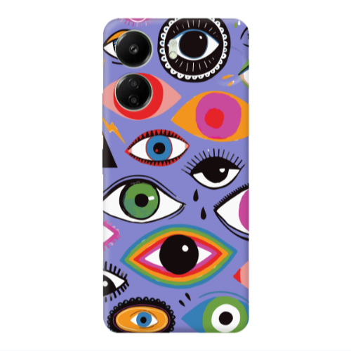Xiaomi Redmi 13C Colorful eyes Purple Colored Silicone TPU Θήκη