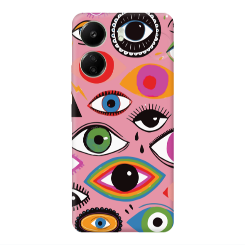Xiaomi Redmi 13C Colorful eyes Pink Colored Silicone TPU Θήκη