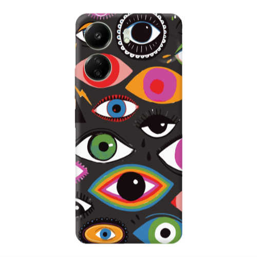 Xiaomi Redmi 13C Colorful eyes Black Colored Silicone TPU Θήκη