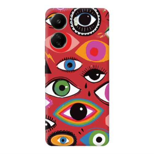 Xiaomi Redmi 13C Colorful eyes Red Colored Silicone TPU Θήκη