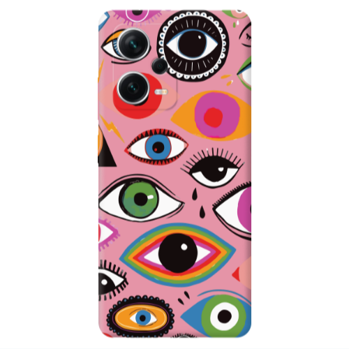 Xiaomi Poco X5 Colorful eyes Pink Colored Silicone TPU Θήκη