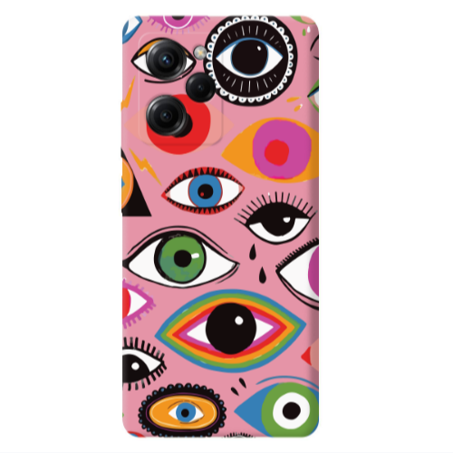 Xiaomi Poco X5 Pro Colorful eyes Pink Colored Silicone TPU Θήκη
