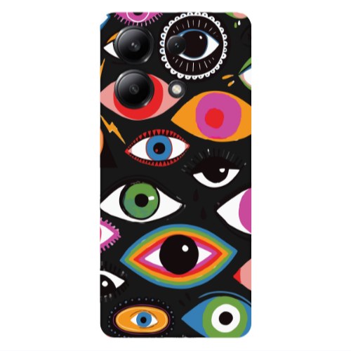 Xiaomi Redmi Note 13 4G Colorful eyes Black Colored Silicone TPU Θήκη