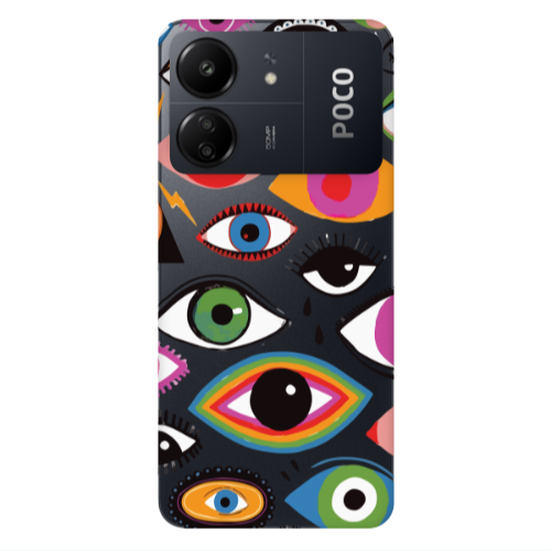 Xiaomi Poco C65 Colorful eyes Transparent Silicone TPU Θήκη