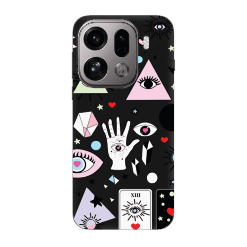 Oppo Find X9 Pro Pyramid eyes Black Colored Silicone TPU Θήκη