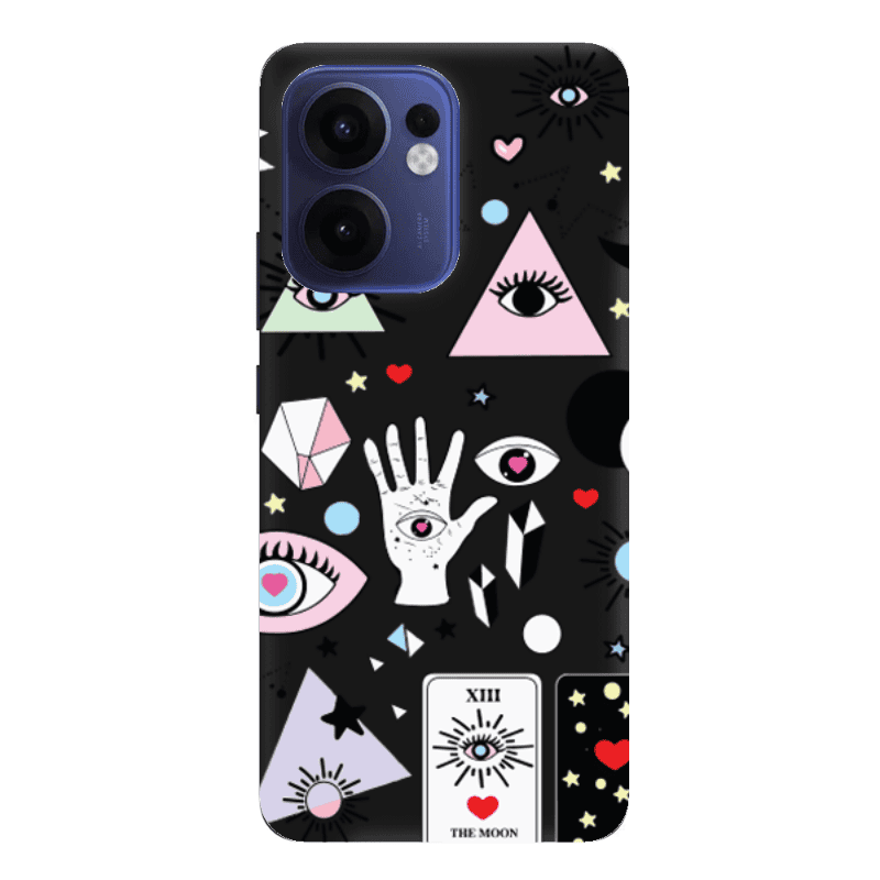 Oppo Reno 13 F Pyramid eyes Black Colored Silicone TPU Θήκη