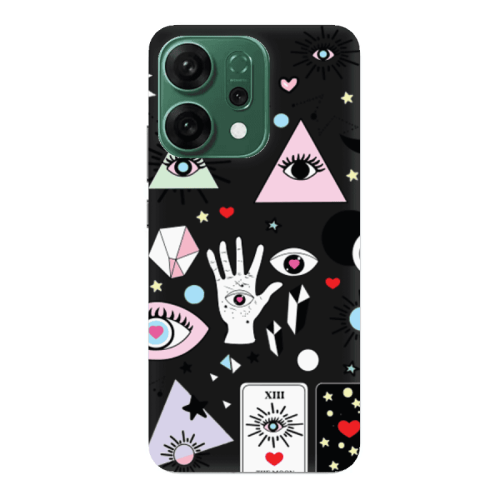 Oppo RENO 14 Pyramid eyes Black Colored Silicone TPU Θήκη