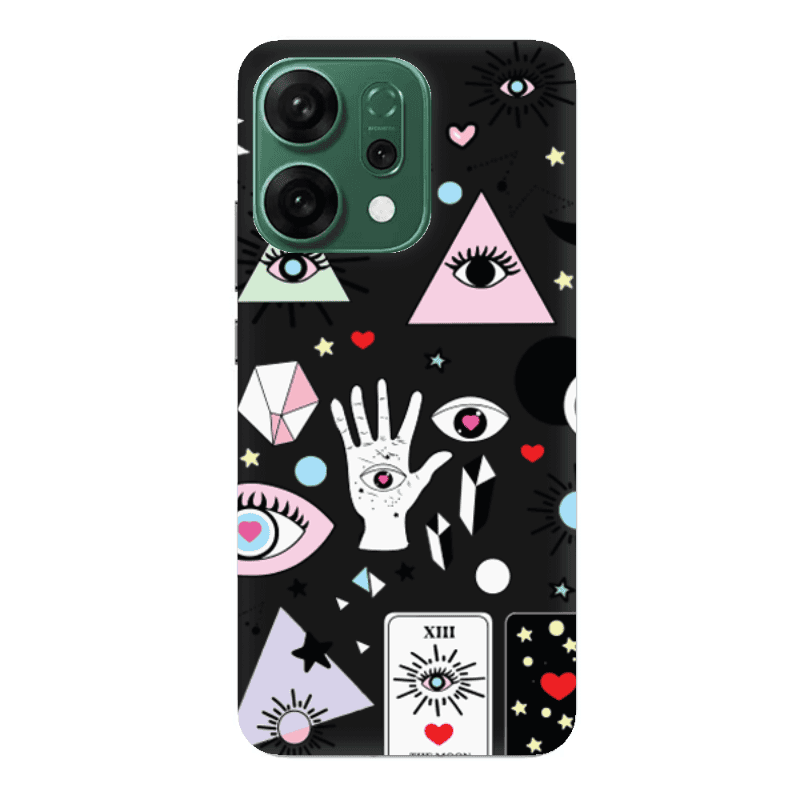 Oppo RENO 14 Pyramid eyes Black Colored Silicone TPU Θήκη