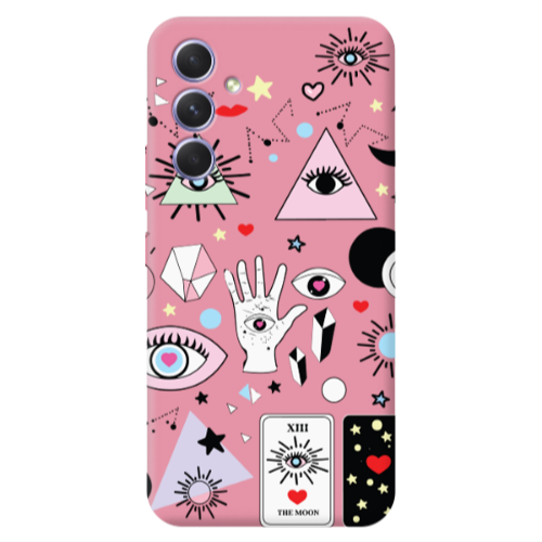 Samsung A54 Pyramid eyes Pink Colored Silicone TPU Θήκη