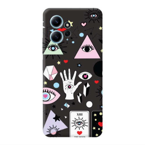 Xiaomi Redmi Note 12 4G Pyramid eyes Black Colored Silicone TPU Θήκη