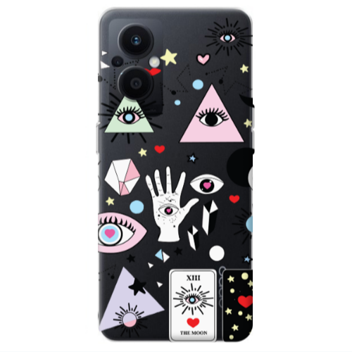 Oppo Reno 7 Lite Pyramid eyes Transparent Silicone TPU Θήκη