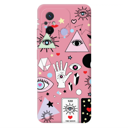 Xiaomi Redmi 12C Pyramid eyes Pink Colored Silicone TPU Θήκη