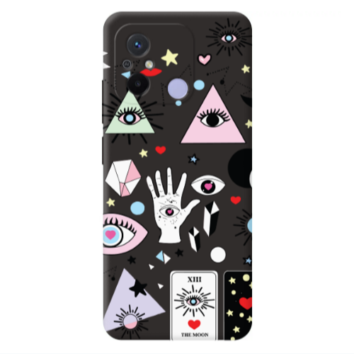 Xiaomi Redmi 12C Pyramid eyes Black Colored Silicone TPU Θήκη