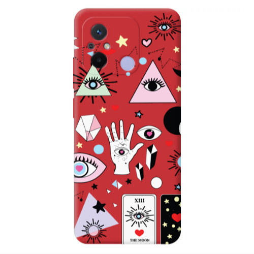 Xiaomi Redmi 12C Pyramid eyes Red Colored Silicone TPU Θήκη