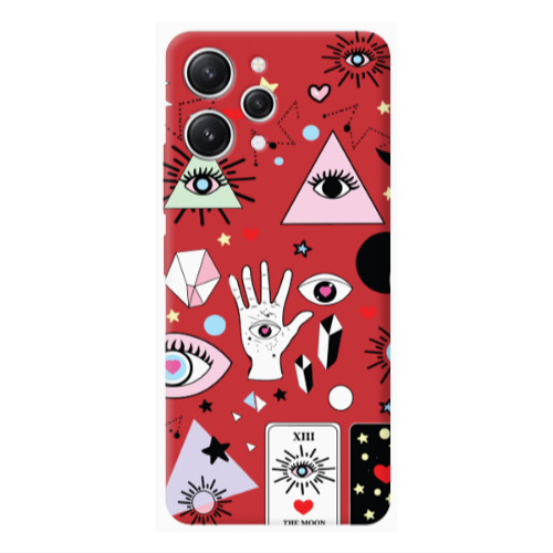 Xiaomi Redmi 12 Pyramid eyes Red Colored Silicone TPU Θήκη