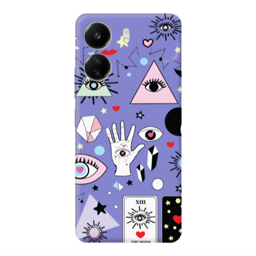 Xiaomi Redmi 13C Pyramid eyes Purple Colored Silicone TPU Θήκη
