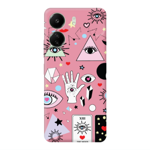Xiaomi Redmi 13C Pyramid eyes Pink Colored Silicone TPU Θήκη
