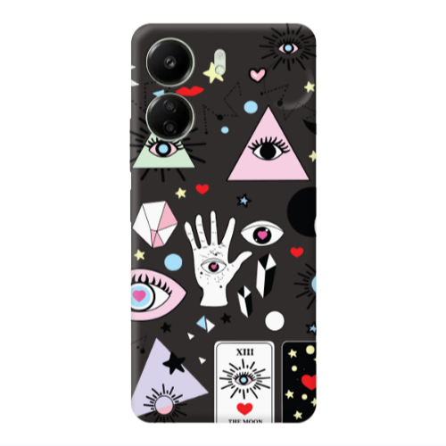 Xiaomi Redmi 13C Pyramid eyes Black Colored Silicone TPU Θήκη