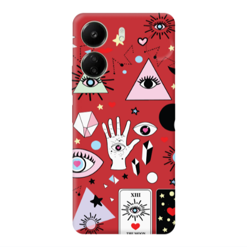 Xiaomi Redmi 13C Pyramid eyes Red Colored Silicone TPU Θήκη