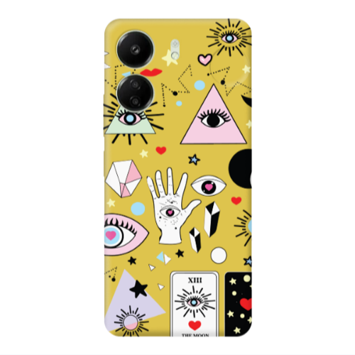 Xiaomi Redmi 13C Pyramid eyes Yellow Colored Silicone TPU Θήκη