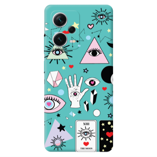 Xiaomi Poco X5 Pyramid eyes Turquoise Colored Silicone TPU Θήκη