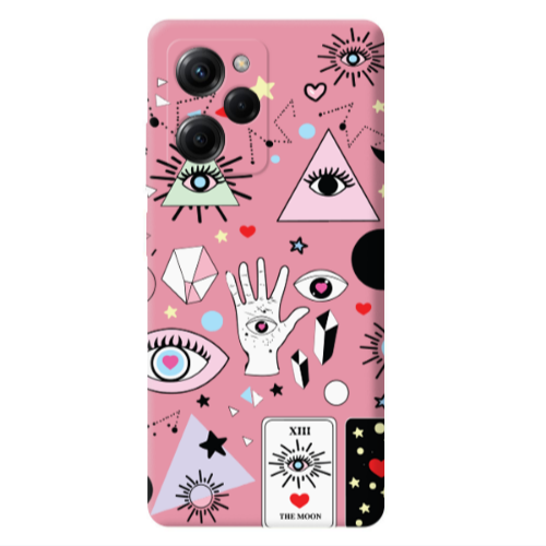 Xiaomi Poco X5 Pro Pyramid eyes Pink Colored Silicone TPU Θήκη
