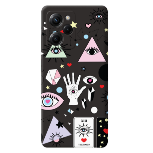 Xiaomi Poco X5 Pro Pyramid eyes Black Colored Silicone TPU Θήκη