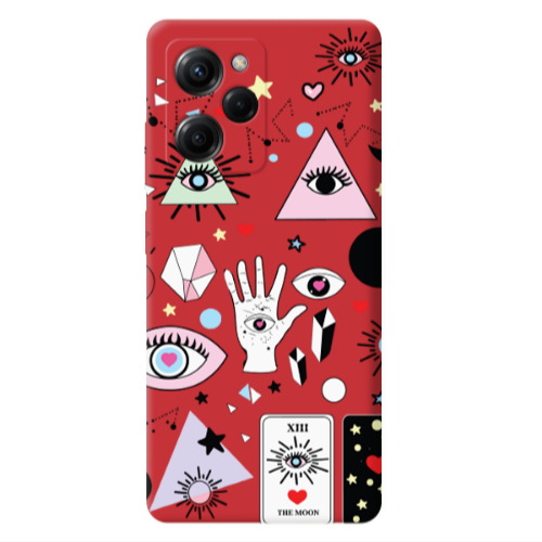 Xiaomi Poco X5 Pro Pyramid eyes Red Colored Silicone TPU Θήκη